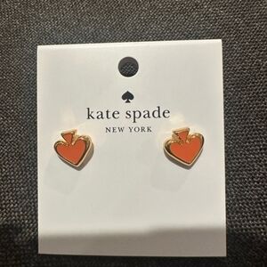 Kate Spade Gold and Orange Heart Studs